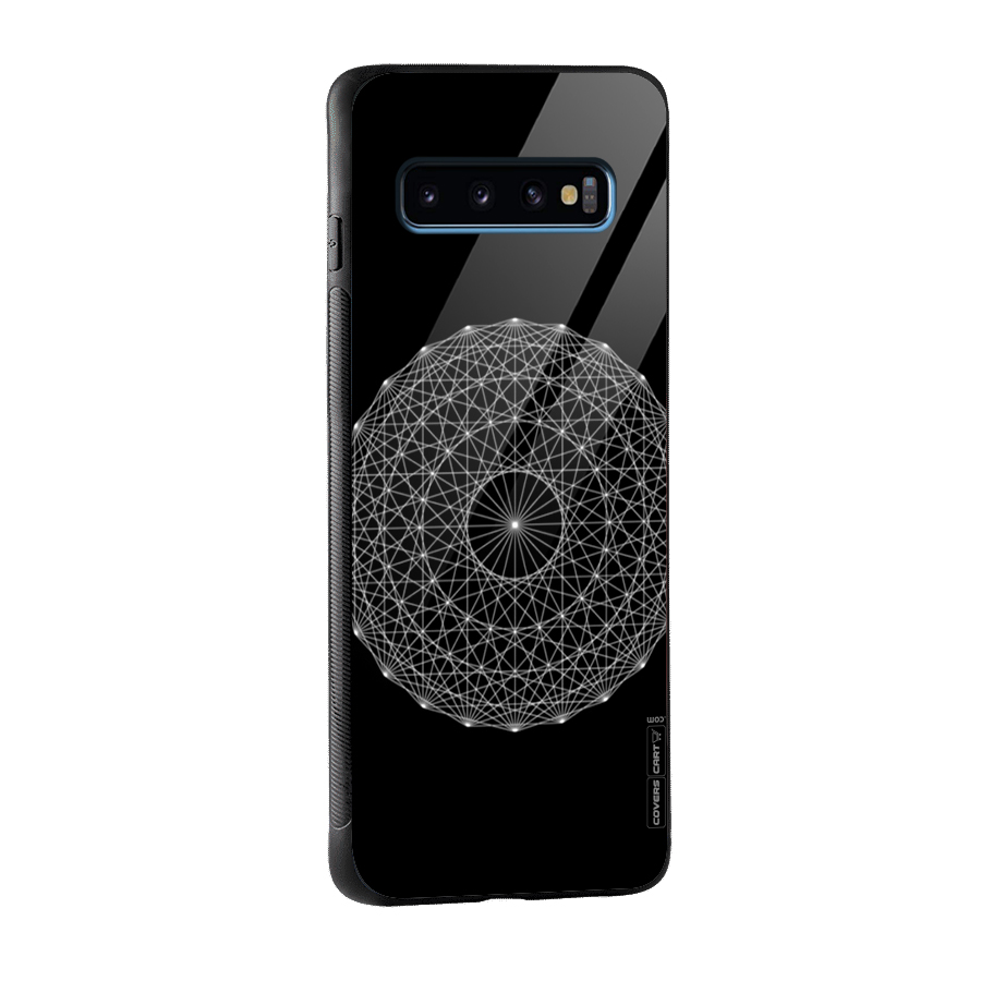 Black Clipart Glass Back Case for Galaxy S10