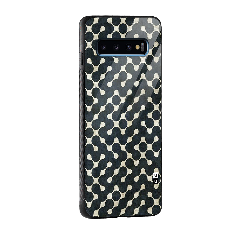 Black Maze Design Glass Back Case for Galaxy S10
