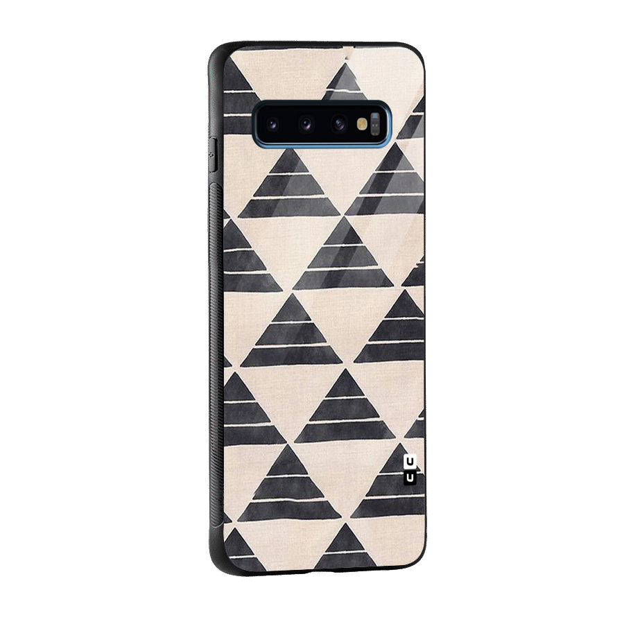 Black Slant Triangles Glass Back Case for Galaxy S10