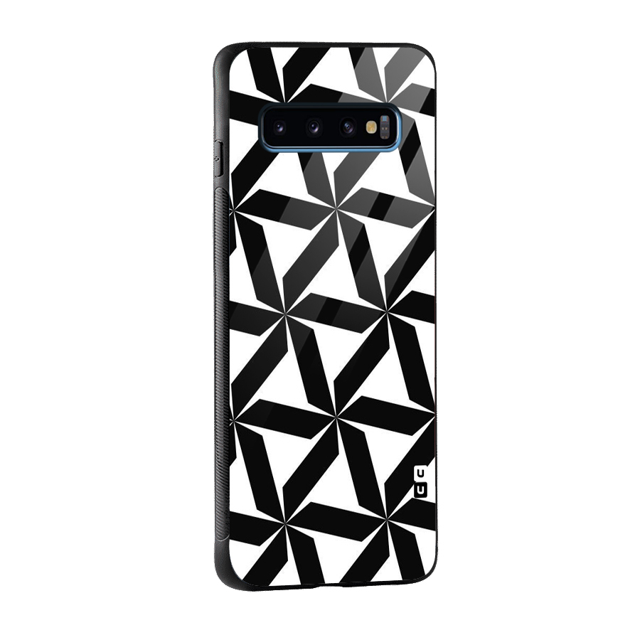 Black White Fan Design Glass Back Case for Galaxy S10