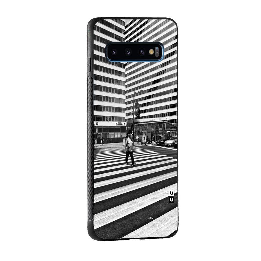 Black White Perspective Glass Back Case for Galaxy S10