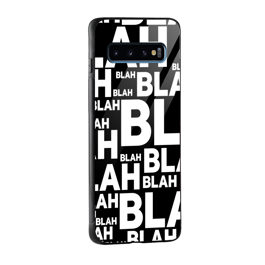 Blah Blah Pattern Glass Back Case for Galaxy S10