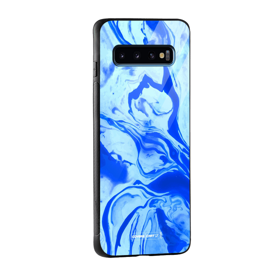 Blaze Blue Marble Texture Glass Back Case for Galaxy S10