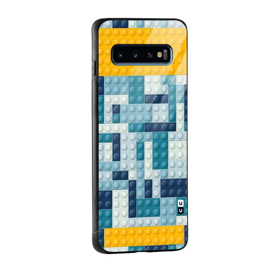 Blocks Blues Glass Back Case for Galaxy S10