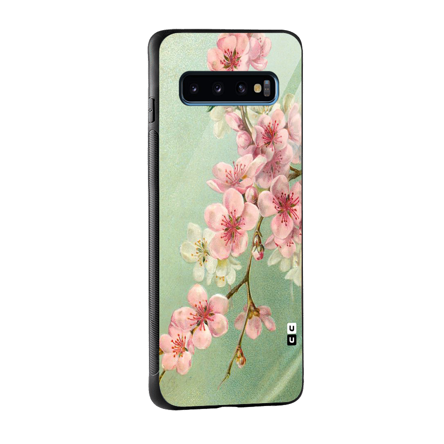 Blossom Cherry Design Glass Back Case for Galaxy S10