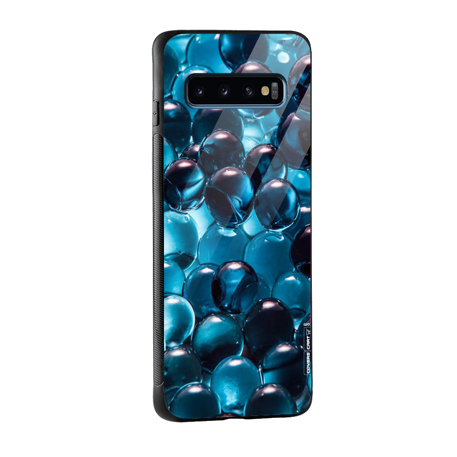 Blue Abstract Balls Glass Back Case for Galaxy S10