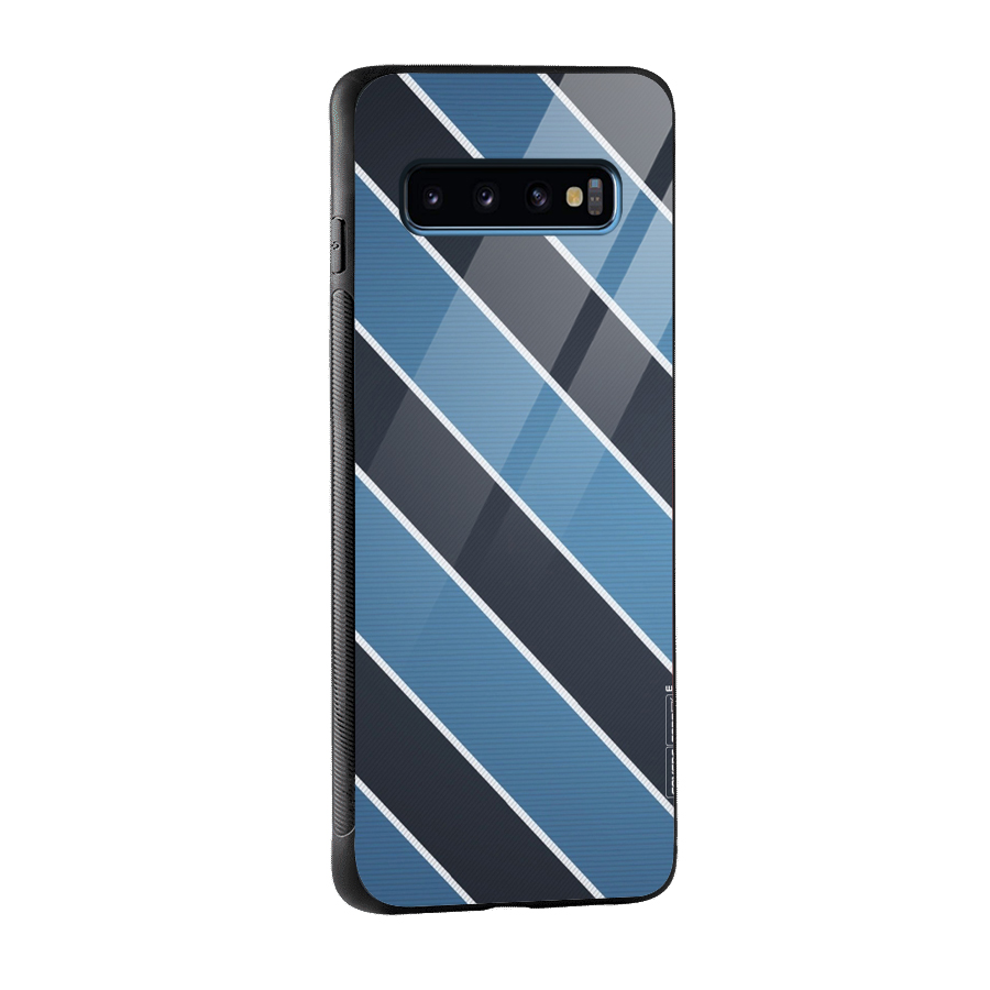 Blue Black Stripes Glass Back Case for Galaxy S10