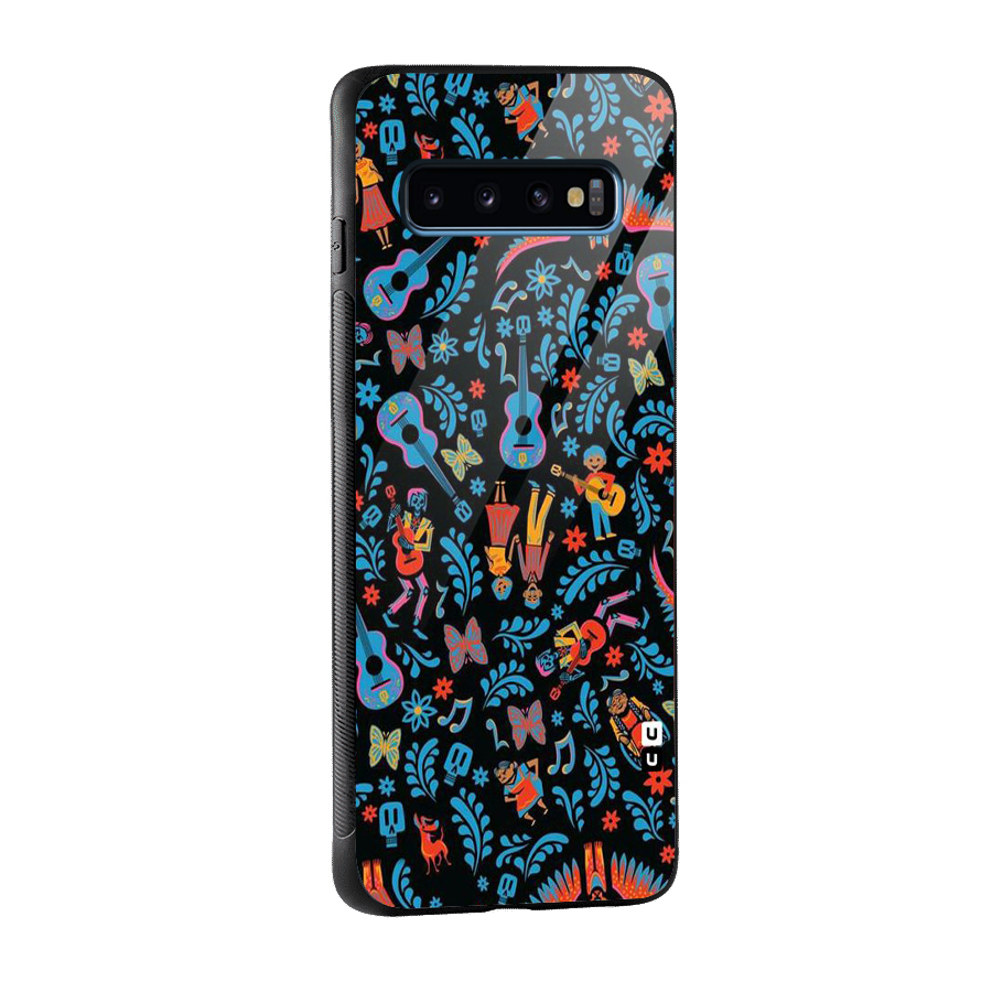 Blue Guitar Pattern Glass Back Case for Galaxy S10