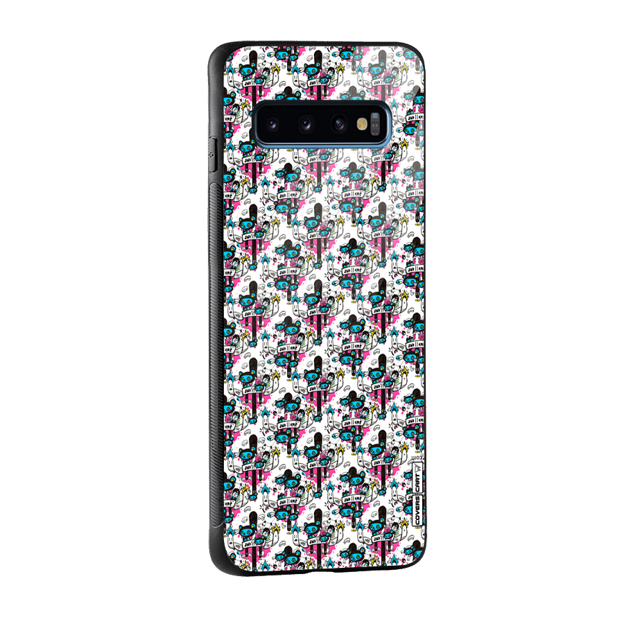 Blue Pink Pattern Glass Back Case for Galaxy S10