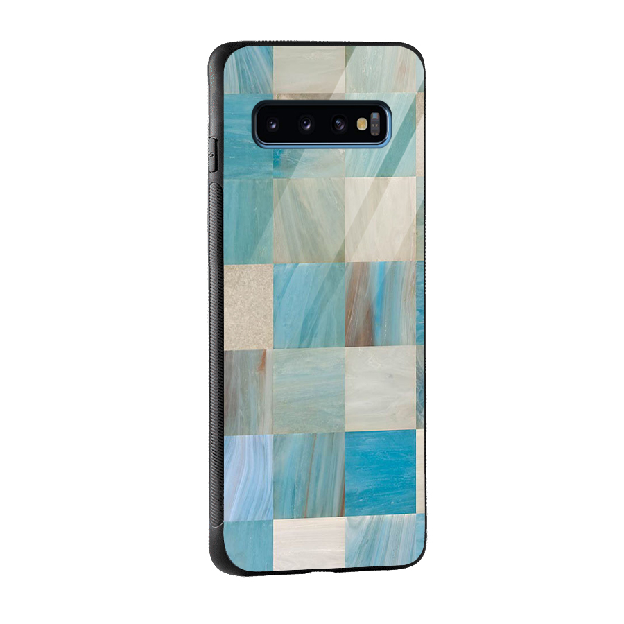 Blue Tiles Glass Back Case for Galaxy S10