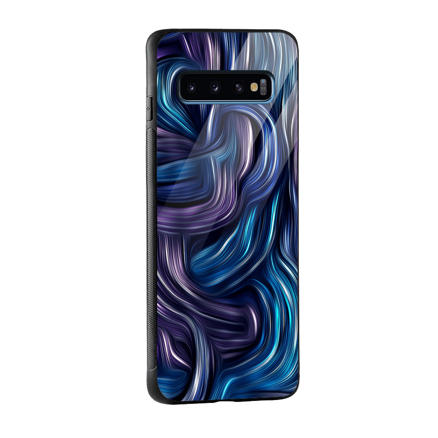 Blue and Purple Oil Paint Glass Back Case for Galaxy S10