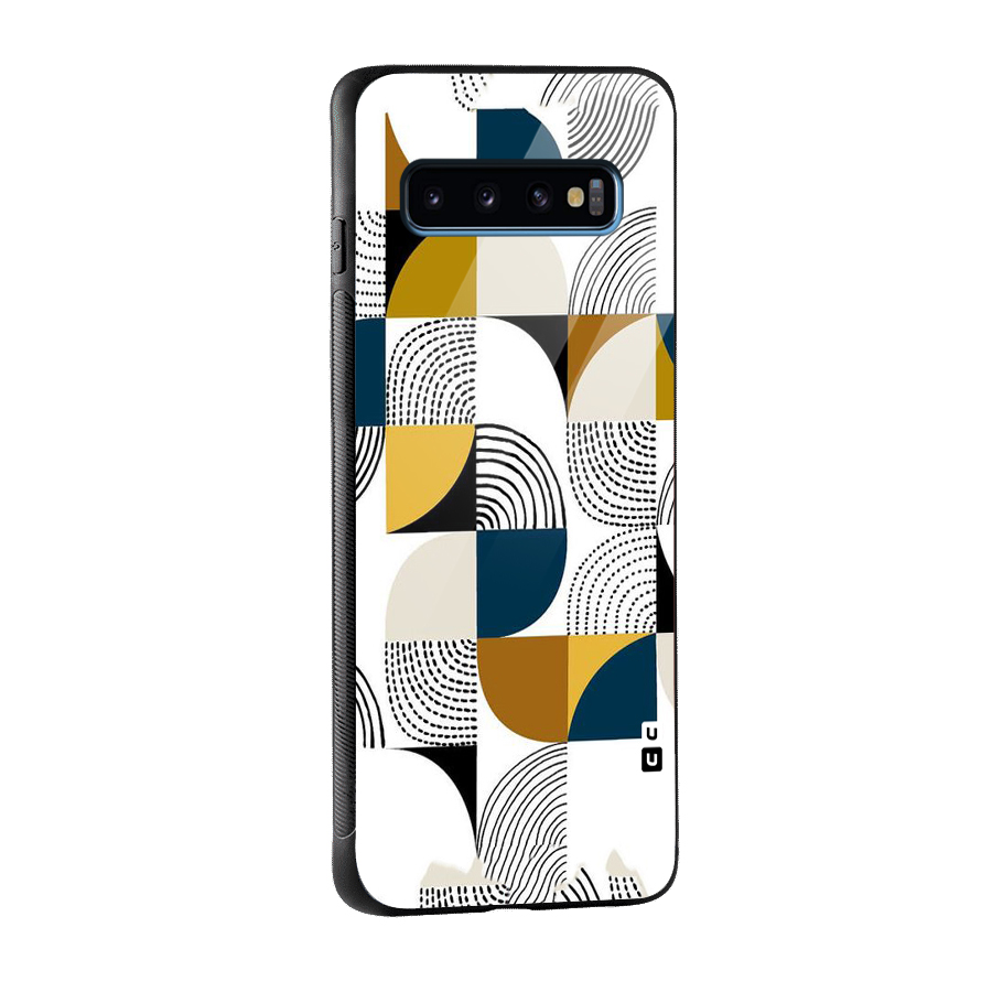 Boxes Pattern Glass Back Case for Galaxy S10