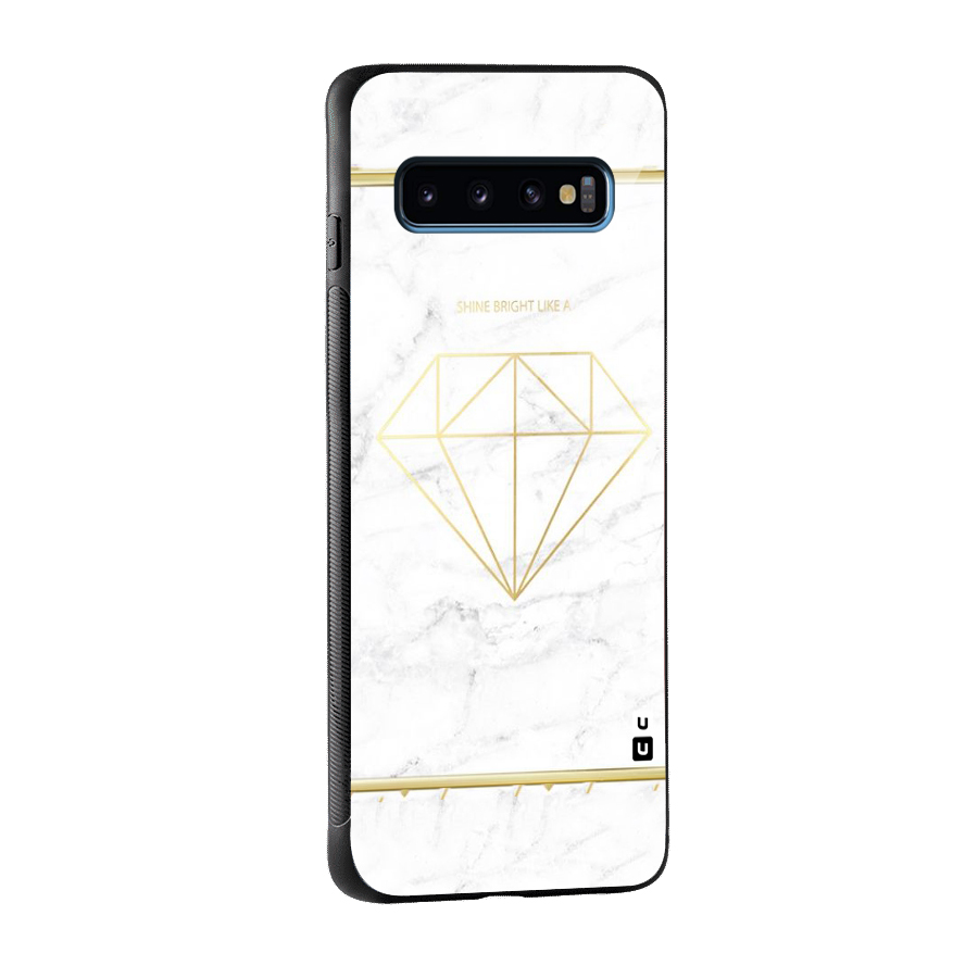 Bright Gold Diamond Glass Back Case for Galaxy S10