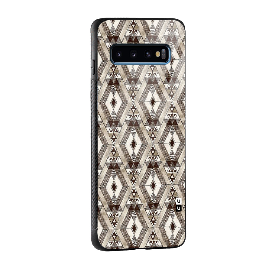 Brown Abstract Design Glass Back Case for Galaxy S10