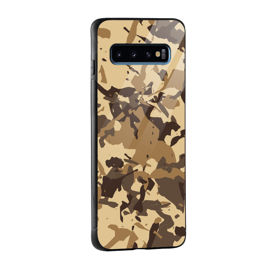 Brown Camouflage Army Glass Back Case for Galaxy S10
