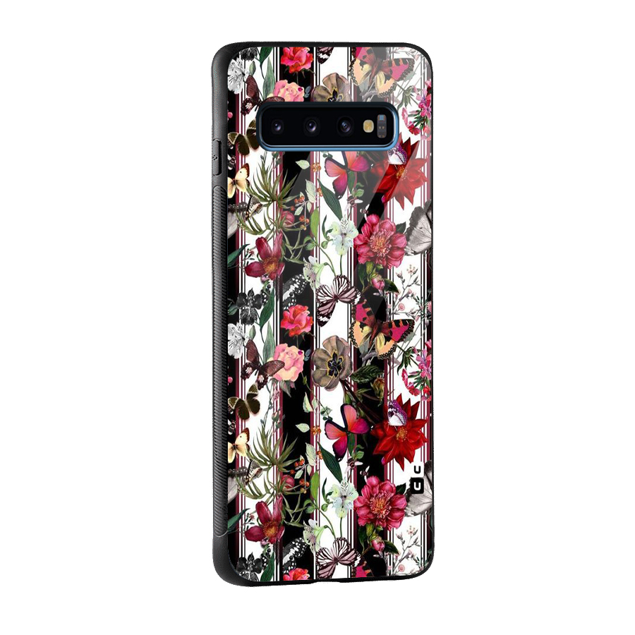Butterfly Flowers Glass Back Case for Galaxy S10