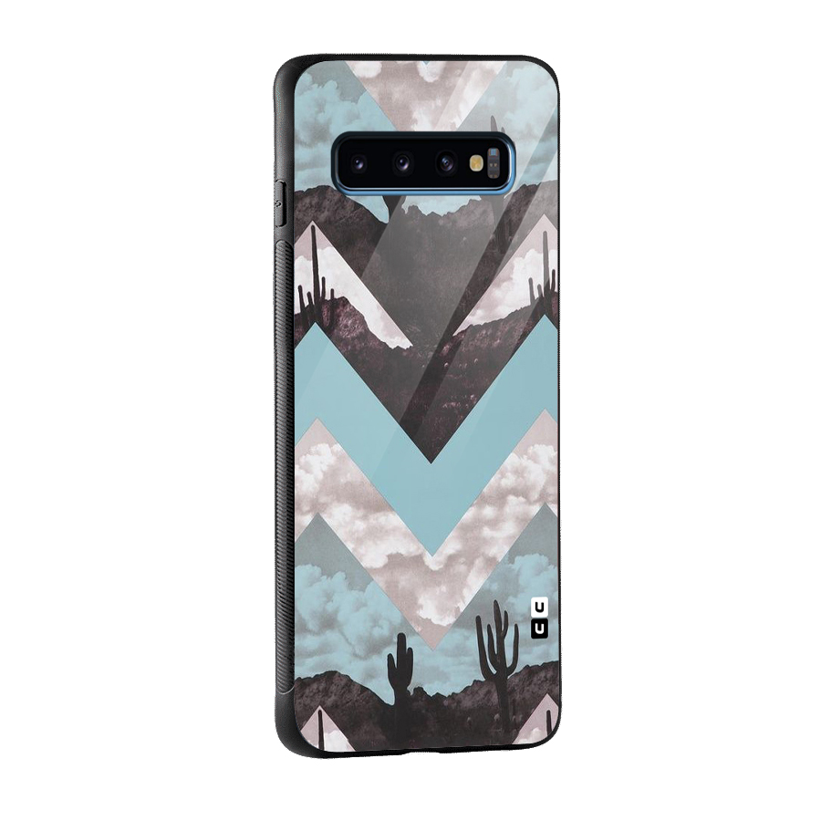 Cacutus Zig Zag Pattern Glass Back Case for Galaxy S10