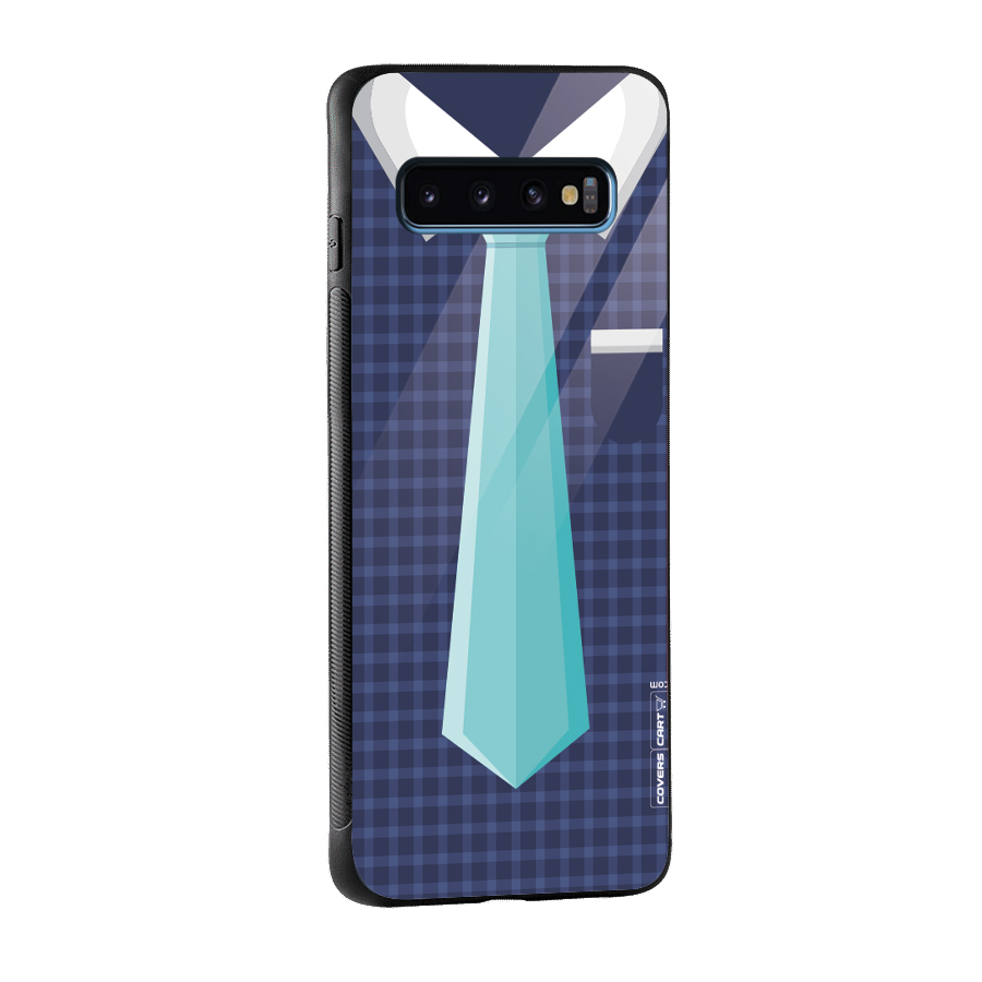 Checked Shirt Tie Glass Back Case for Galaxy S10