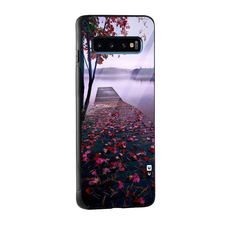Cherry Blossom Dock Glass Back Case for Galaxy S10