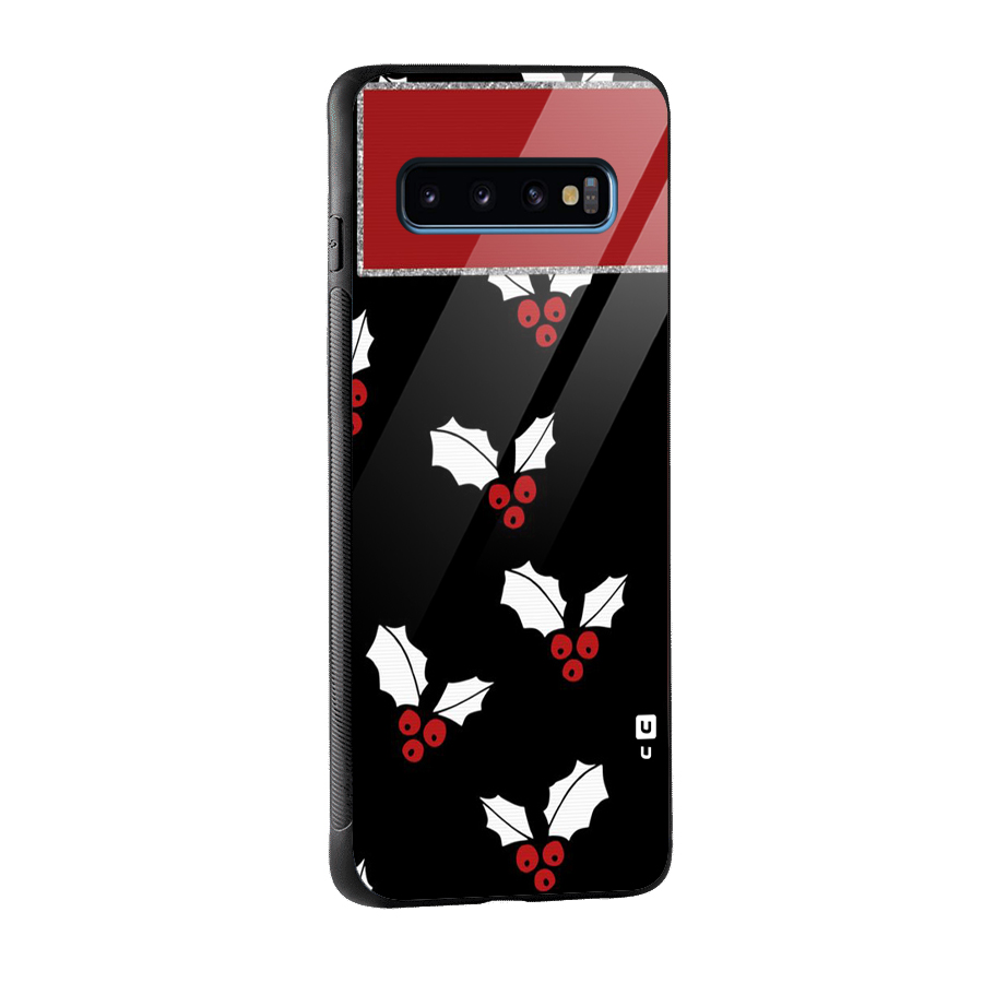Cherry Leaf Design Glass Back Case for Galaxy S10