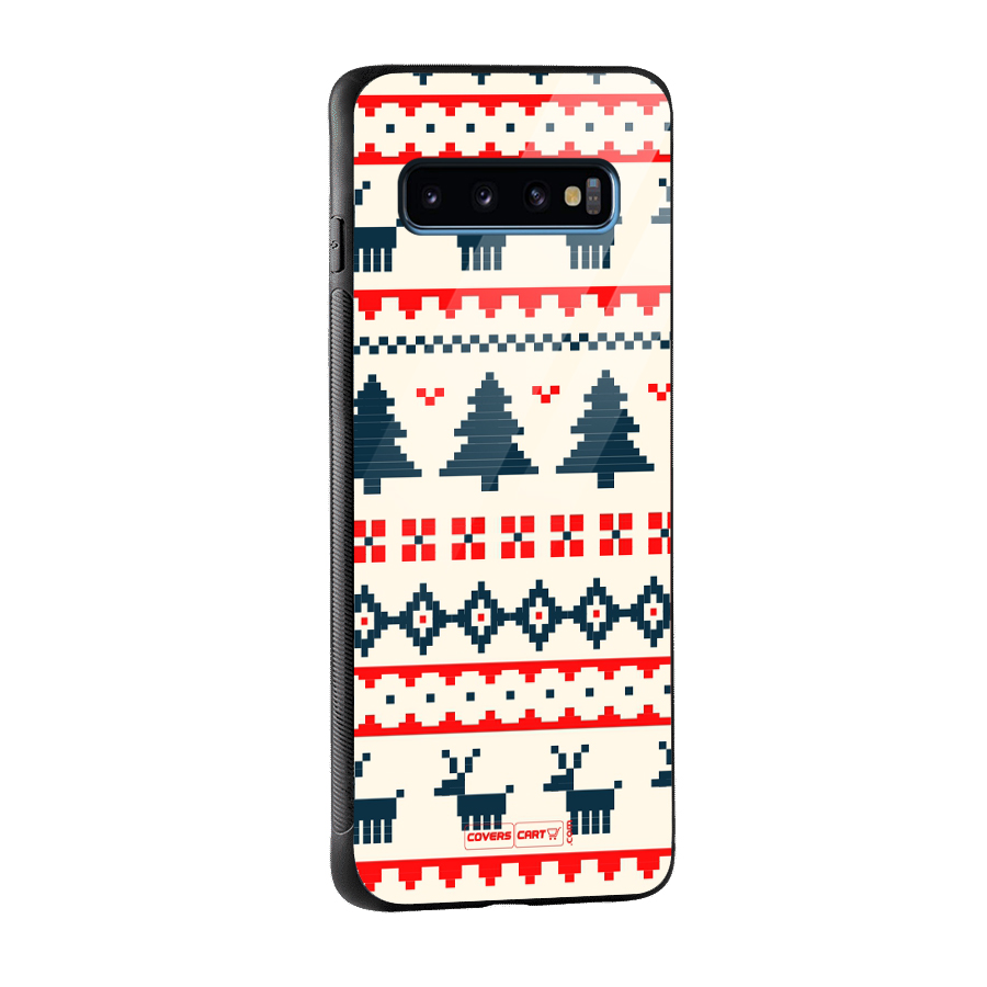 Christmas Design Pattern Glass Back Case for Galaxy S10