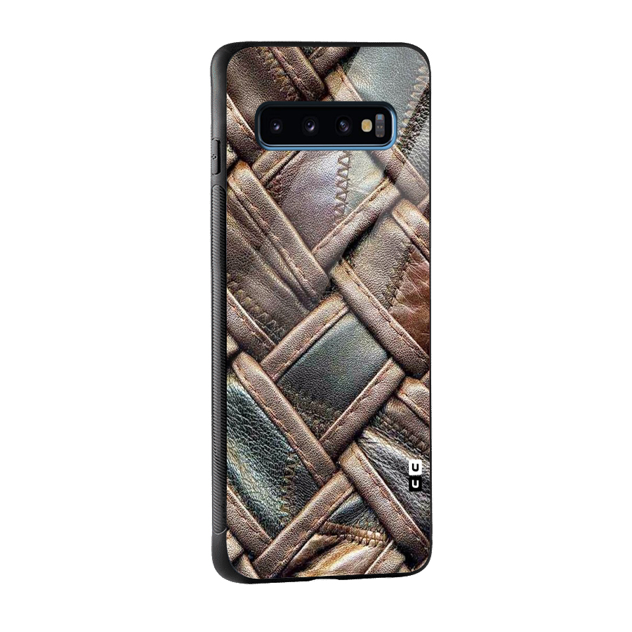 Classic Leather Belt Design Glass Back Case for Galaxy S10
