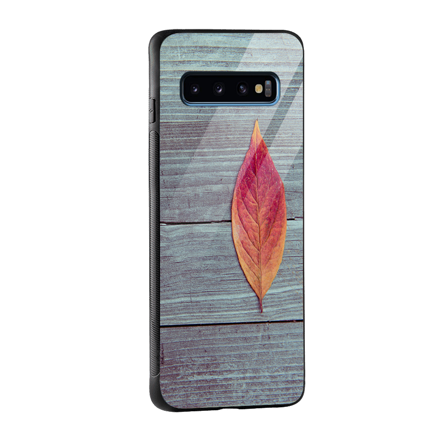 Classic Wood Leaf Glass Back Case for Galaxy S10
