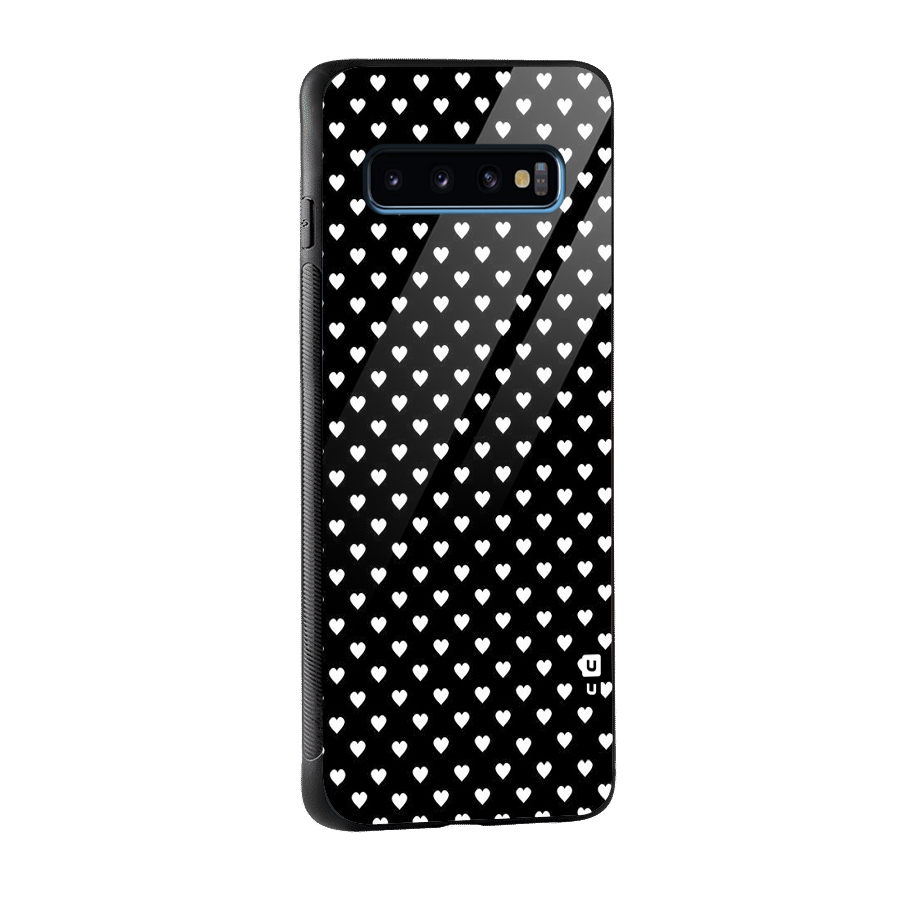Classy Hearty Polka Glass Back Case for Galaxy S10