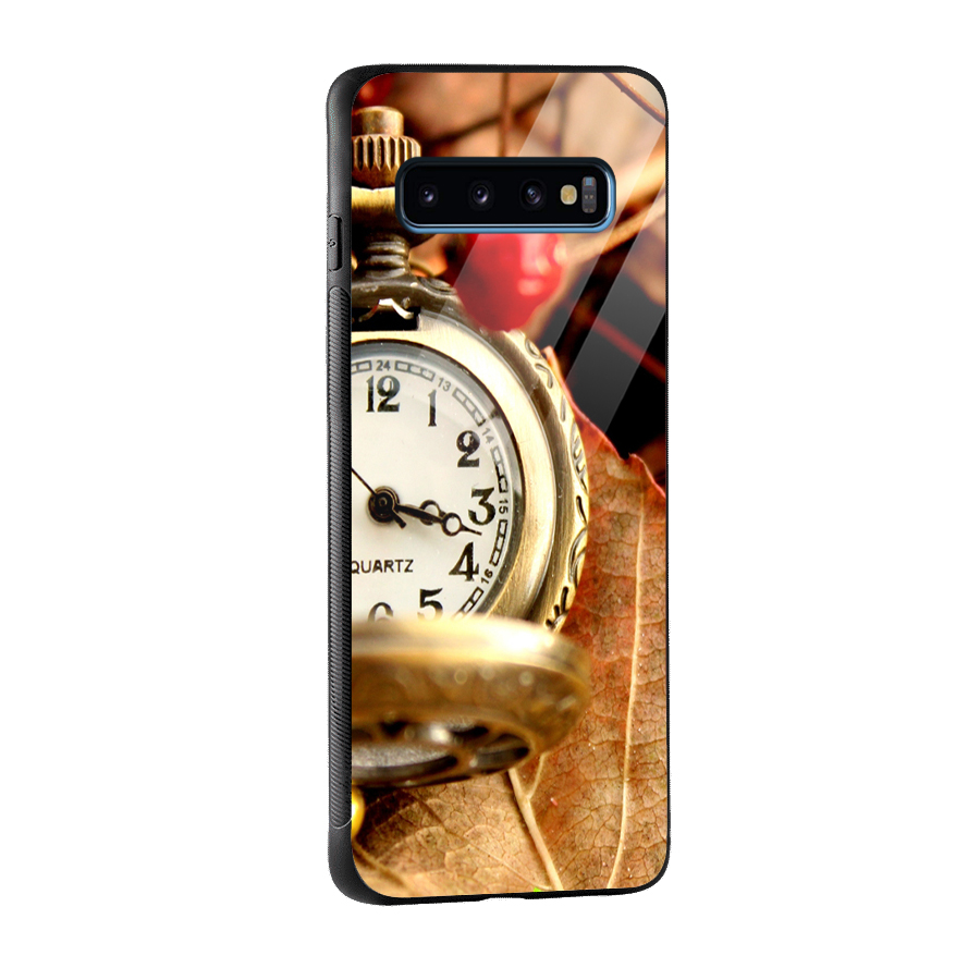 Clock And Cherry Glass Back Case for Galaxy S10