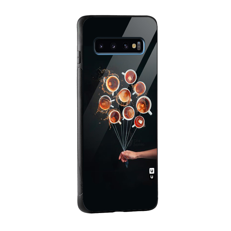 Coffee Balloon Glass Back Case for Galaxy S10