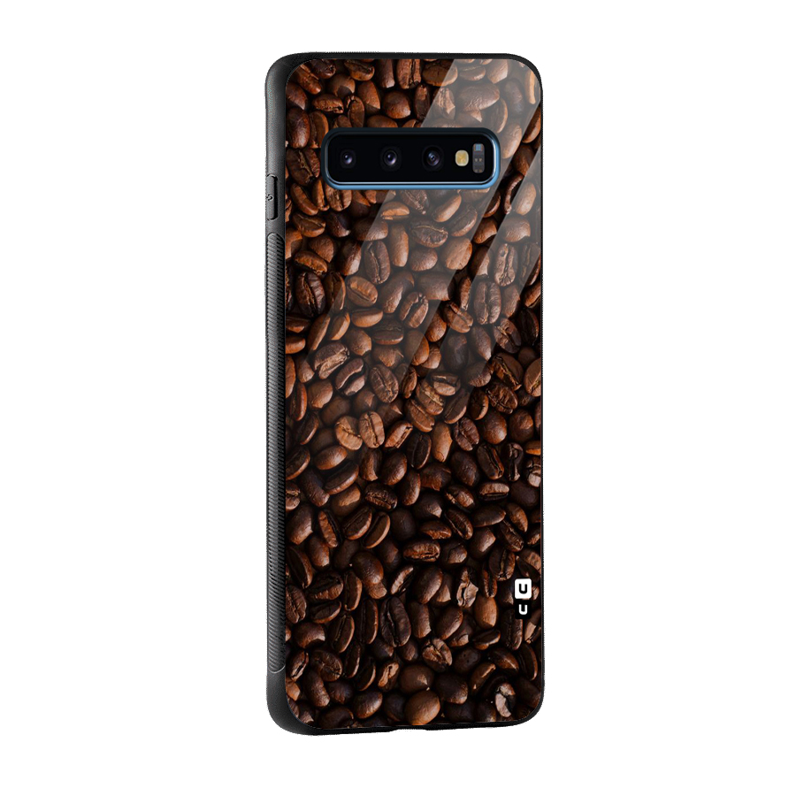 Coffee Beans Scattered Glass Back Case for Galaxy S10