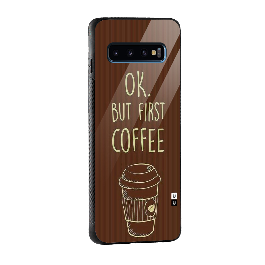 Coffee Stripes Glass Back Case for Galaxy S10
