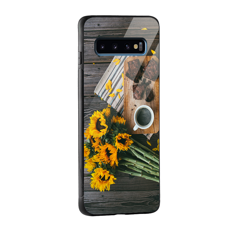 Coffee and Flowers Glass Back Case for Galaxy S10