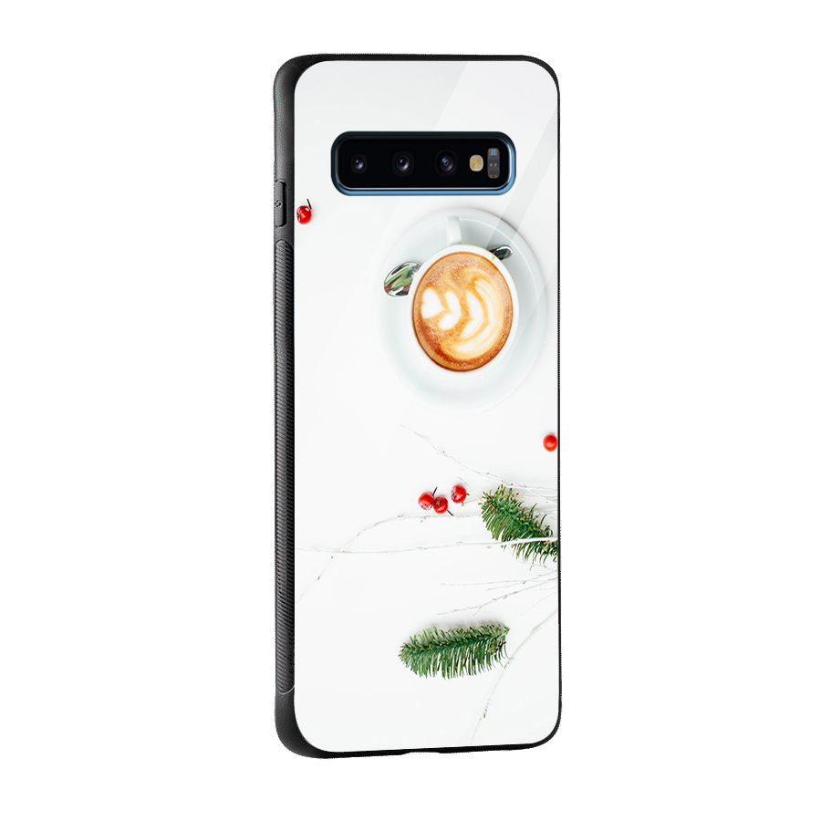 Coffee and Leafs Glass Back Case for Galaxy S10