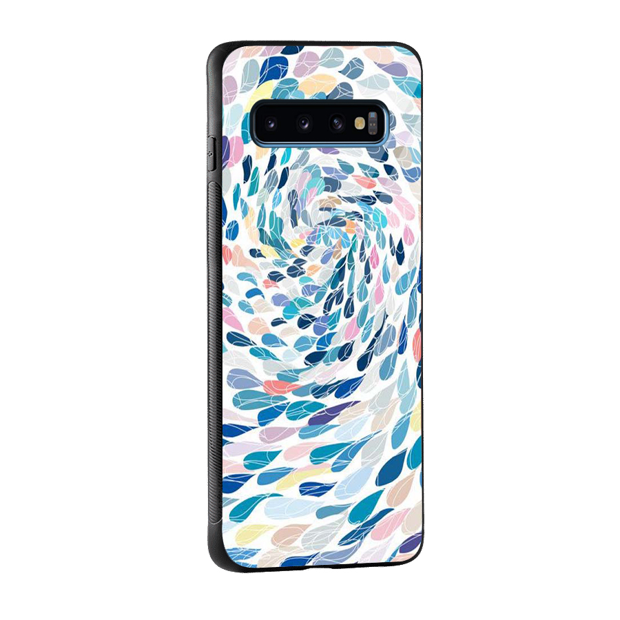 Color Droplets Swirls Glass Back Case for Galaxy S10