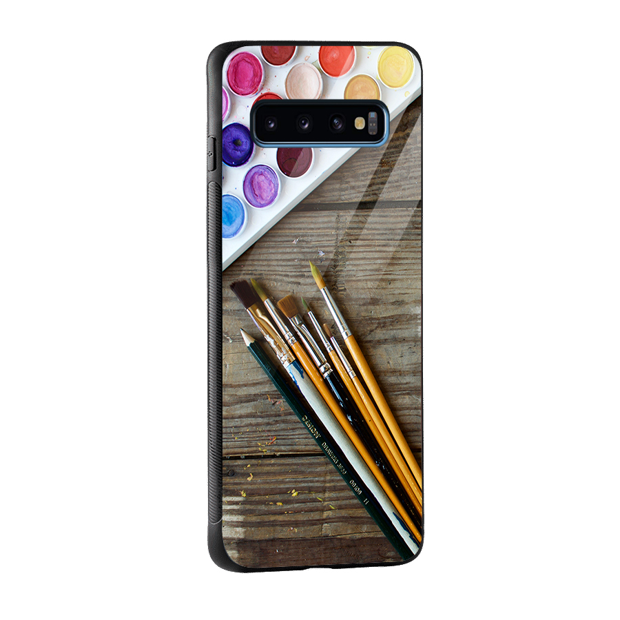 Color Palette and Brush Glass Back Case for Galaxy S10