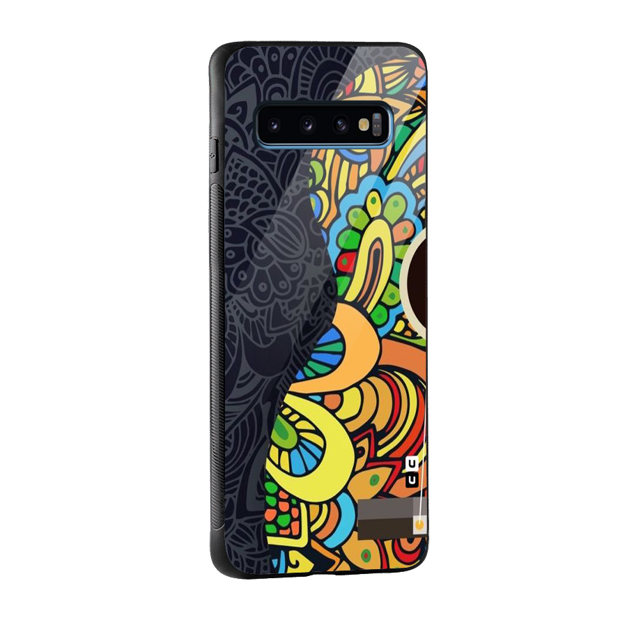Colored Blocks Glass Back Case for Galaxy S10
