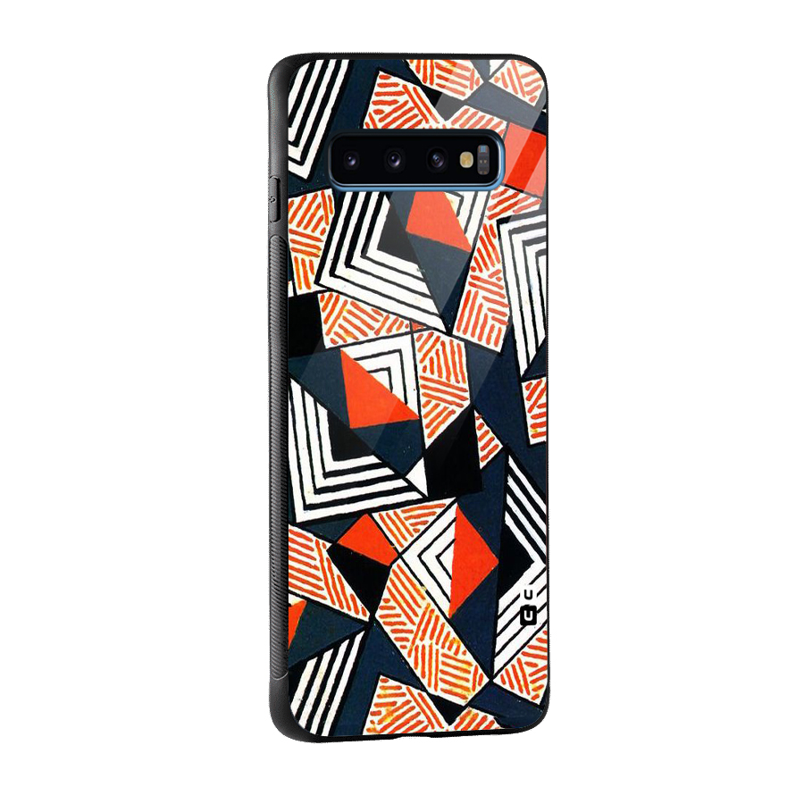 Colored Cuts Pattern Glass Back Case for Galaxy S10