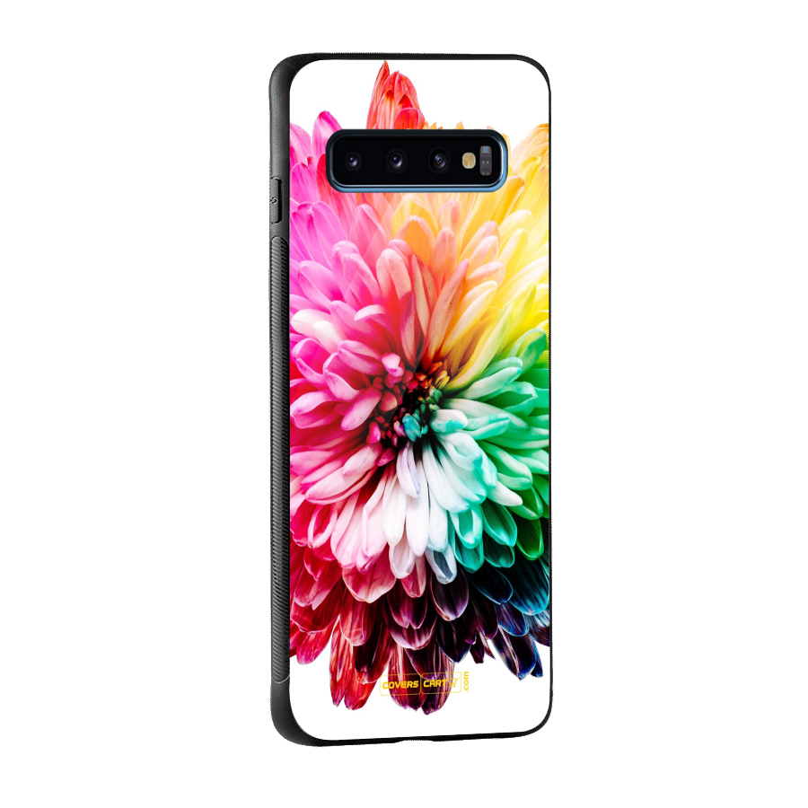 Colorful Flower Glass Back Case for Galaxy S10