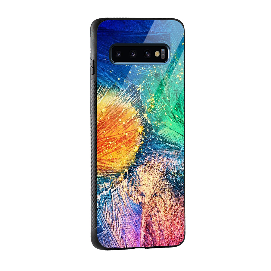 Colorful Leafs Vibrant Glass Back Case for Galaxy S10