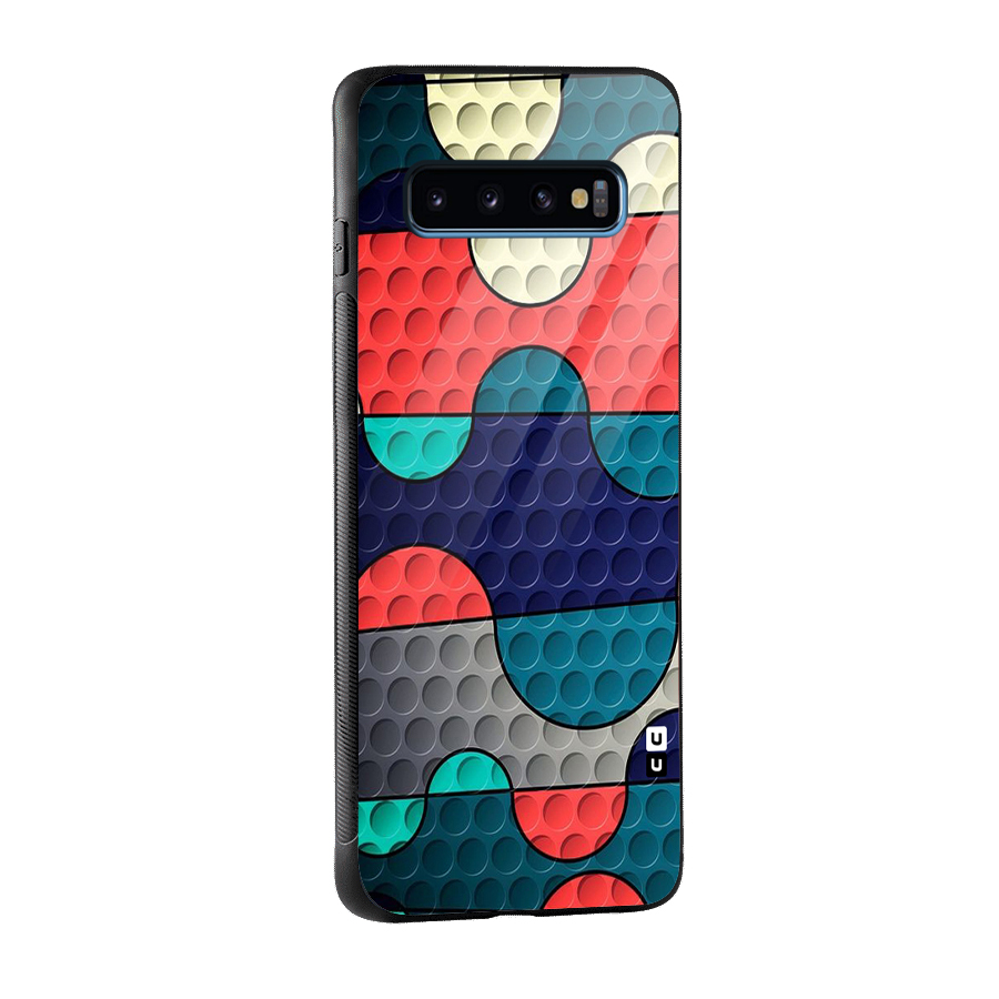 Colorful Puzzle Design Glass Back Case for Galaxy S10