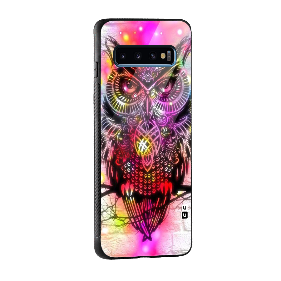 Colourful Owl Glass Back Case for Galaxy S10