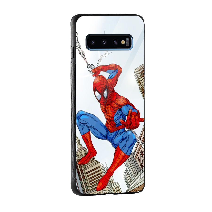 Comic Spider Man Glass Back Case for Galaxy S10