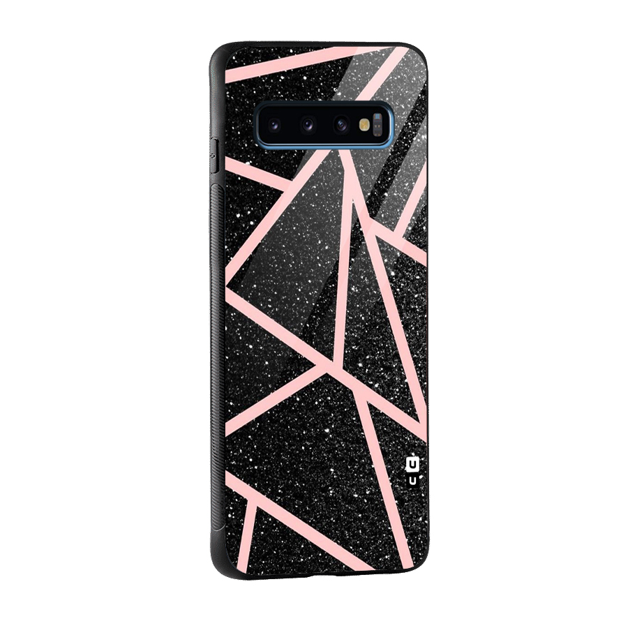 Concrete Black Pink Stripes Glass Back Case for Galaxy S10