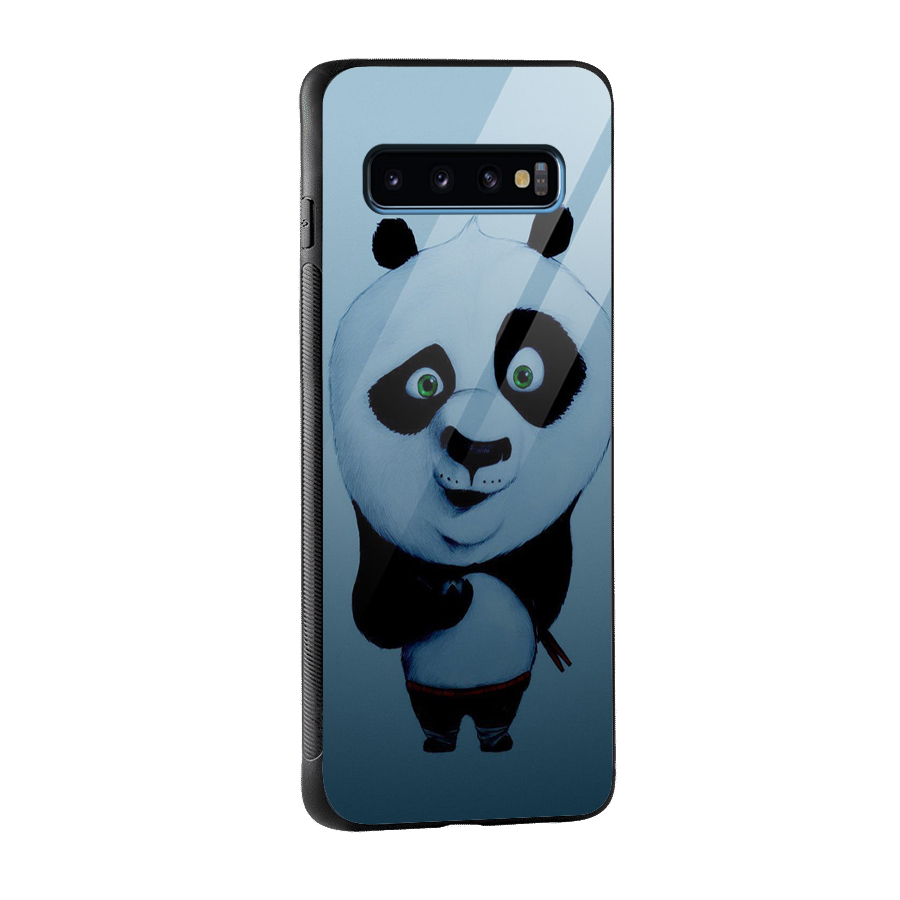 Confused Cute Panda Glass Back Case for Galaxy S10