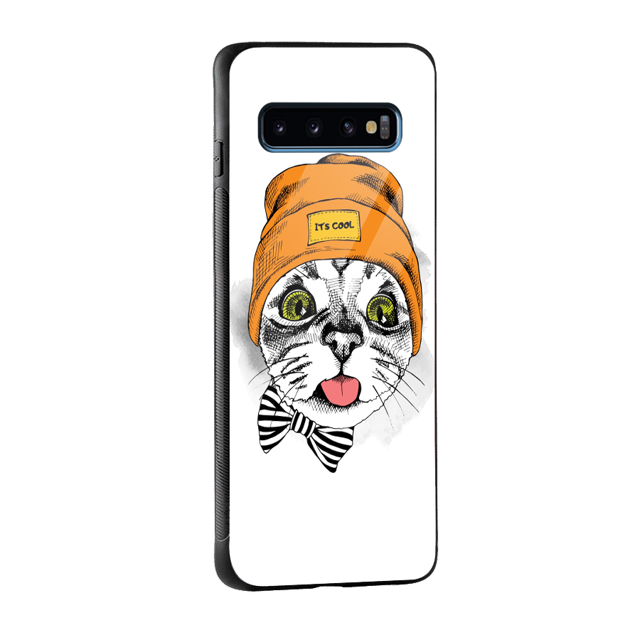 Cool cat Glass Back Case for Galaxy S10