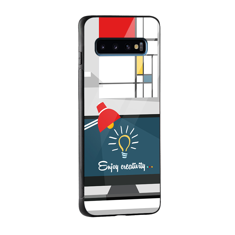 Creative Workspace Design Glass Back Case for Galaxy S10