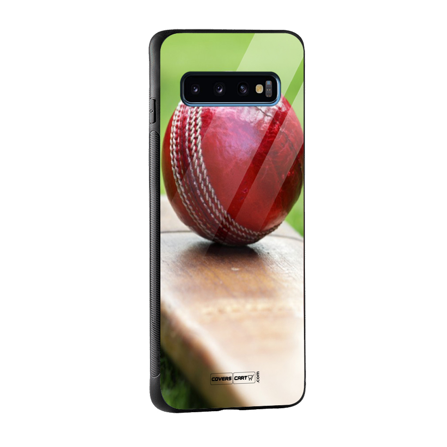 Cricket Bat Ball Glass Back Case for Galaxy S10