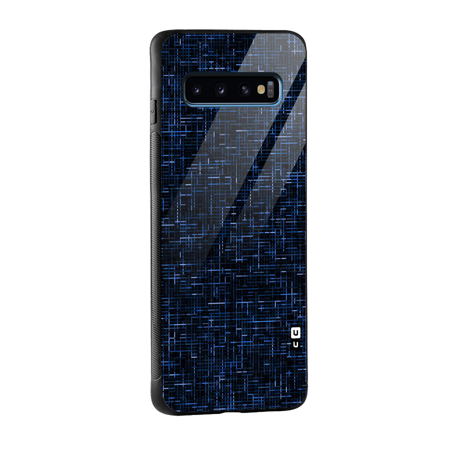 Criss Cross Blue Pattern Glass Back Case for Galaxy S10