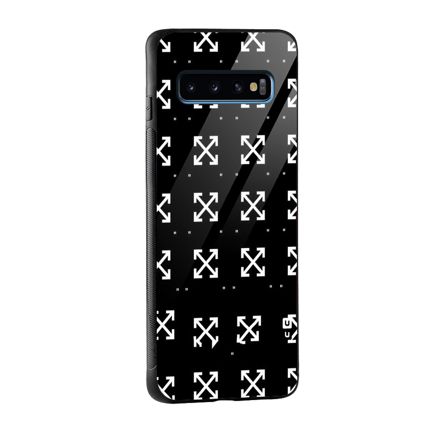 Cross Arrow Black Glass Back Case for Galaxy S10